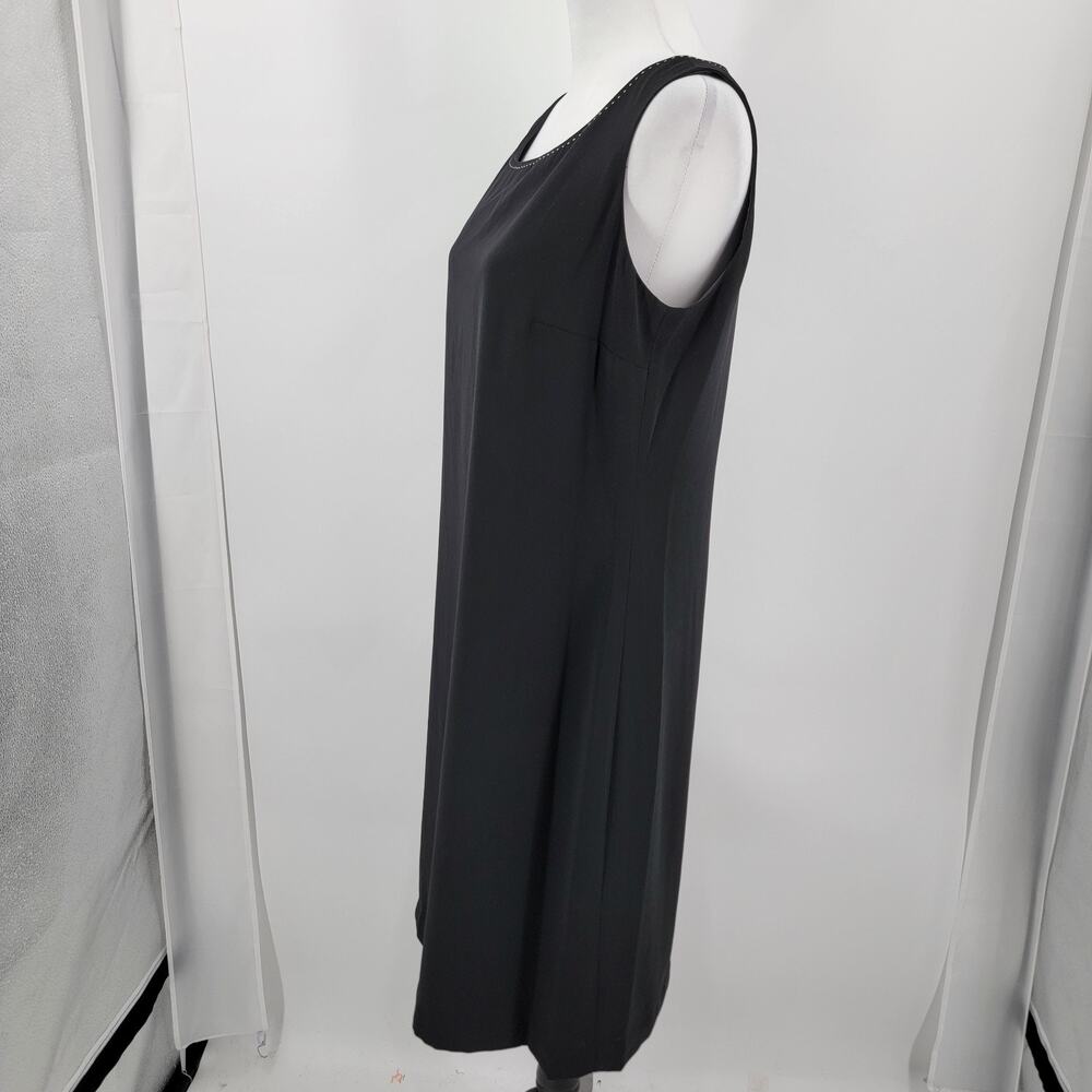 Mary McFadden Dress Womens 12 Black Sheath Lined White Stitch Neckline - Picture 4 of 14